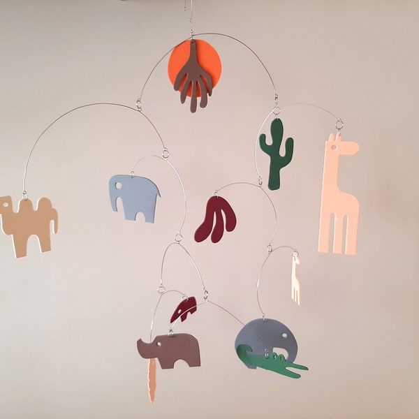 Delicate Nursery Kinetic mobile, Animals Nursery mobile, Foam Mobile baby kinetic,  shapes kinetic mobile,  Free Shipping,