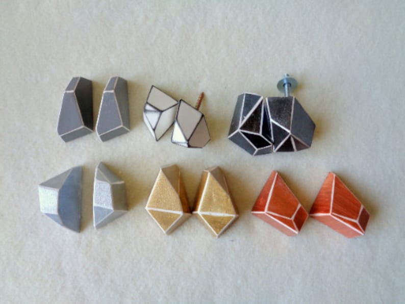 Set of 2 Cast Concrete Button Knob Drawer Pull Geometric Concrete Knobs Concrete Knobs