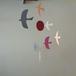 Matisse Inspired Foam Birds Mobile: Kinetic Art Hanging Decor
