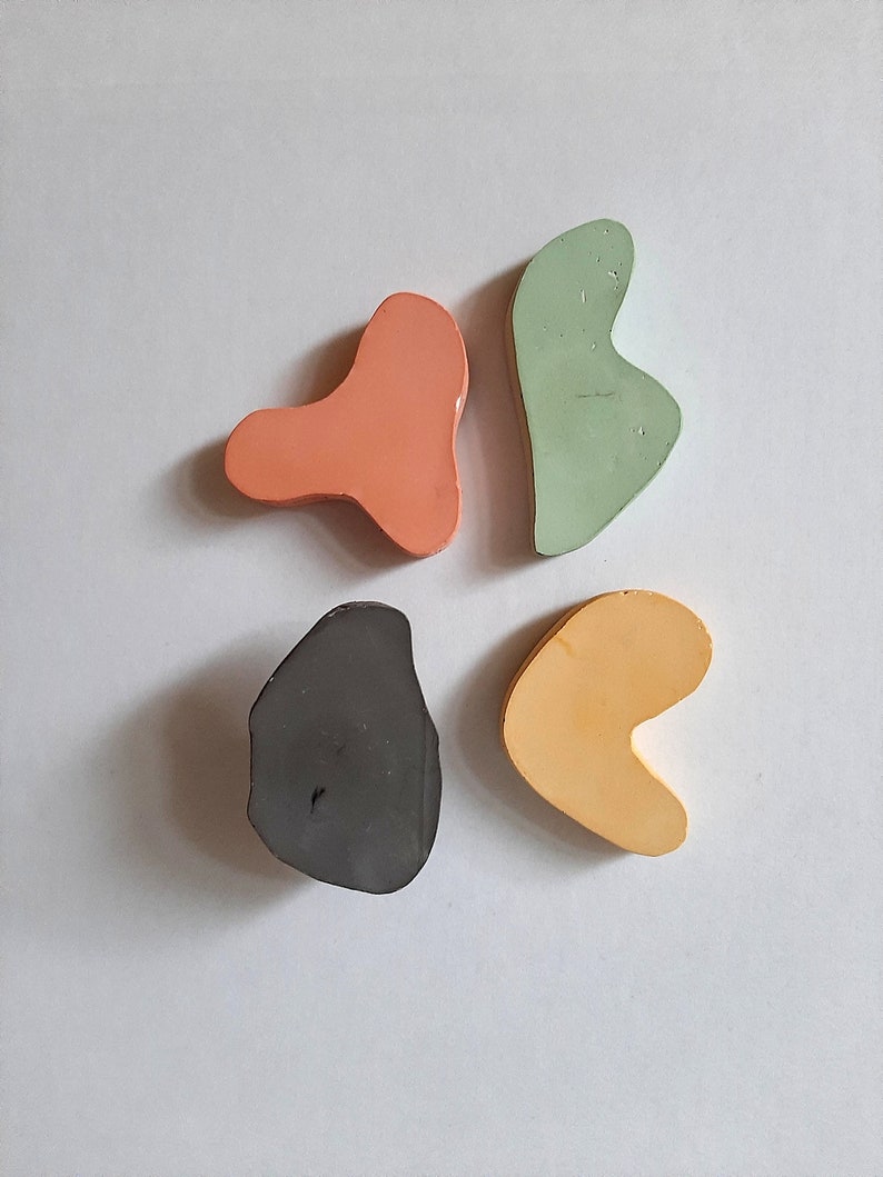 Concrete knobs, Matisse shapes, Organic Shape Concrete Knobs, One Knob Colored with natural pigments, Concrete Button Knob Drawer Pulls image 1