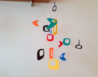 Mid century modern mobile,  Foam Kinetic art mobile, Atomic age mobile, Mobile baby kinetic,  Free Shipping,