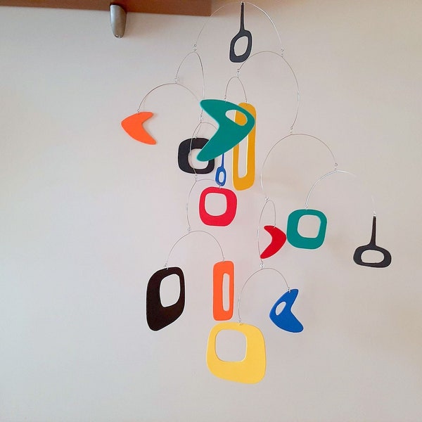 Mid century modern mobile,  Foam Kinetic art mobile, Atomic age mobile, Mobile baby kinetic,  Free Shipping,