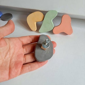 Concrete knobs, Matisse shapes, Organic Shape Concrete Knobs, One Knob Colored with natural pigments, Concrete Button Knob Drawer Pulls image 6