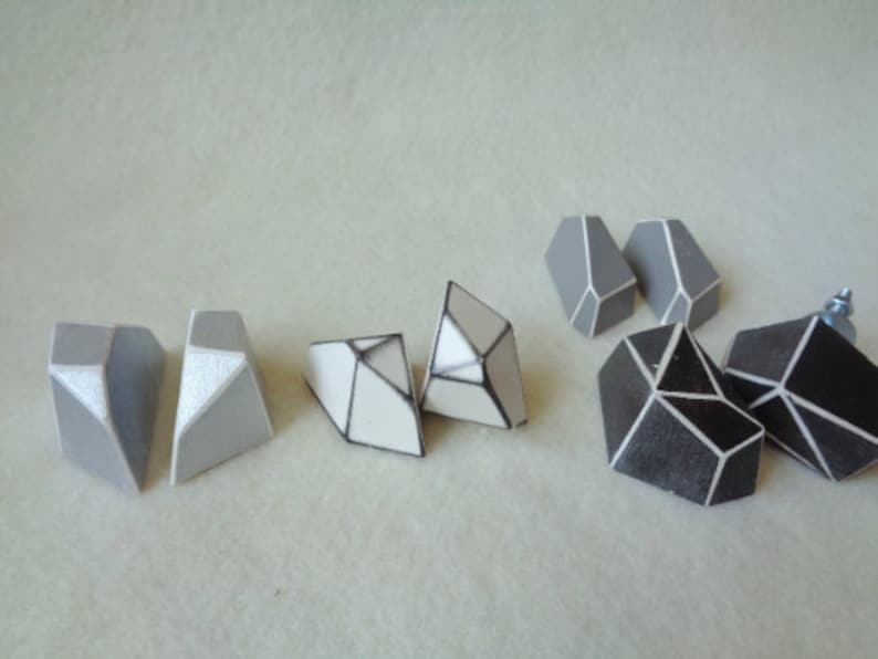 Set of 2 Cast Concrete Button Knob Drawer Pull Geometric Concrete Knobs Concrete Knobs