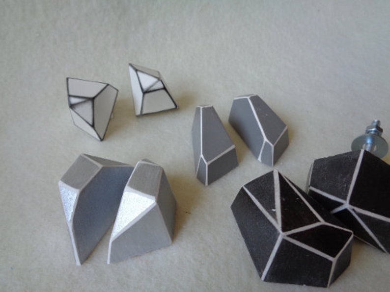 Set of 2 Cast Concrete Button Knob Drawer Pull Geometric Concrete Knobs Concrete Knobs