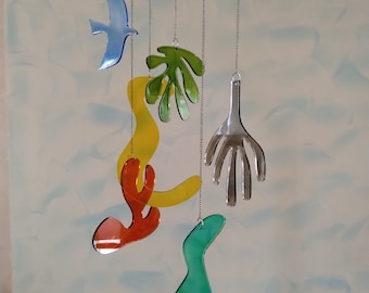 Transparent art mobile, Free Shipping, Nursery mobile, Mobile baby kinetic, Organic shapes kinetic mobile, hanging mobile, Matisse shapes