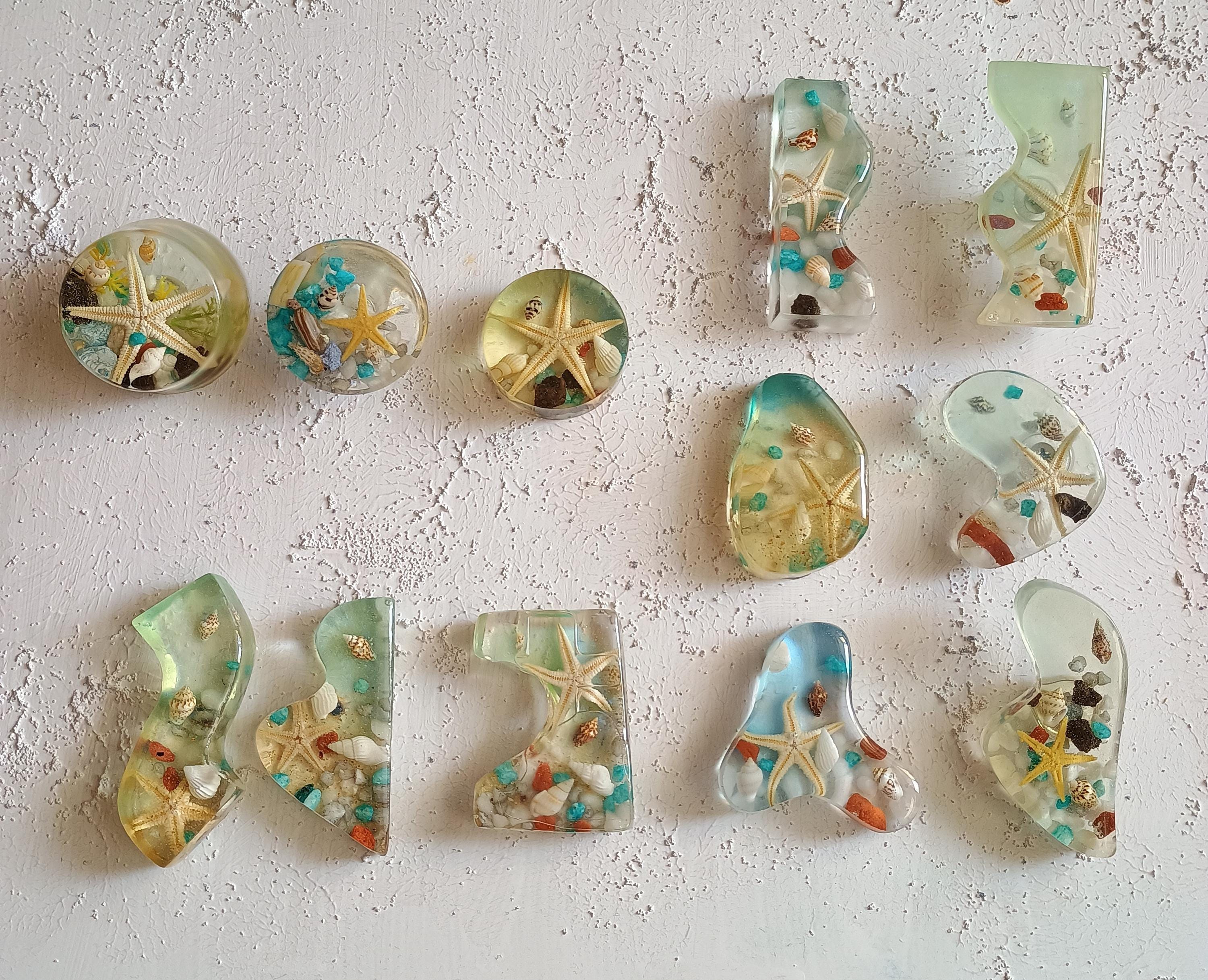 Sea star knob epoxy,  Sea side knobs, nautical  knobs pulls, Seabed Unique Knobs, Aqua ocean knobs, Sea decor, Marine drawer pulls