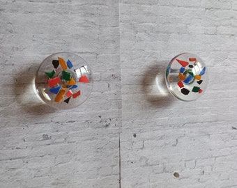 Handmade Terrazzo Knob, Modern Epoxy Resin Drawer Pull, Unique Cabinet Handle, Modern Wardrobe Hardware, Terrazzo Decor, 40mm diameter