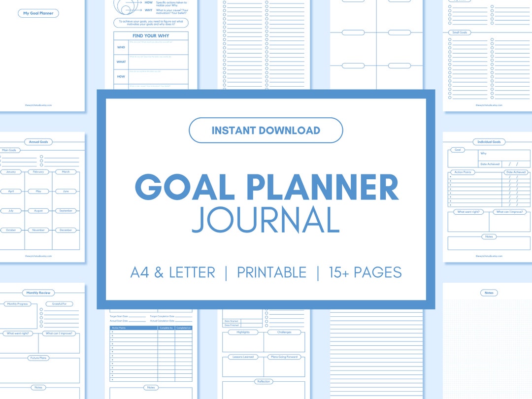 Goal Planner Journal 2024 Goals Tracker, Annual, Quarterly, Monthly, A4