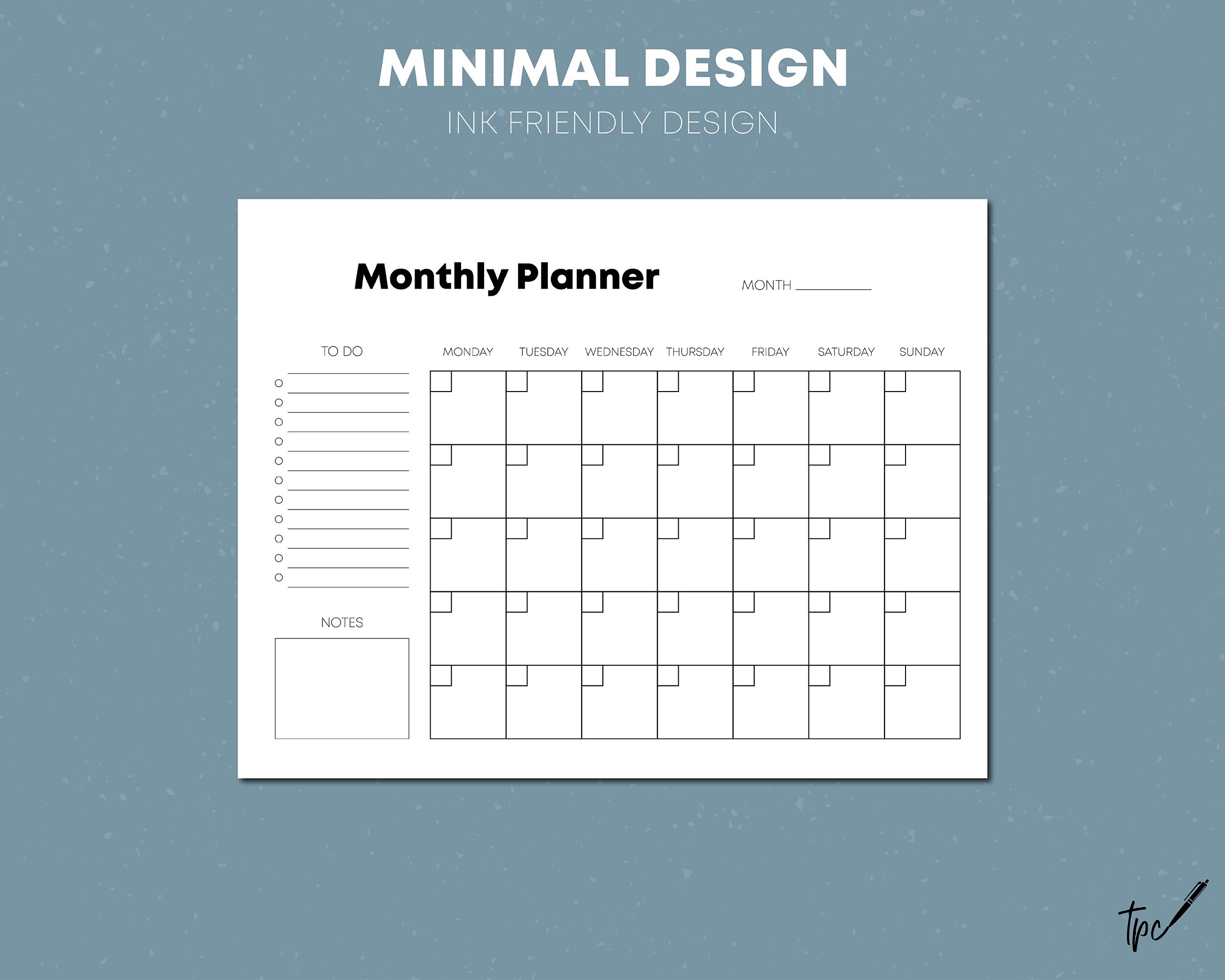 Minimalista Imprimible Horizontal Monthly Planner Plan Etsy Minimalista imprimible horizontal monthly planner plan etsy
