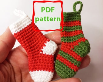 Crochet Christmas Sock, Mini Christmas Crochet Patterns, Christmas Tree Decoration Patterns, Ornament Pattern