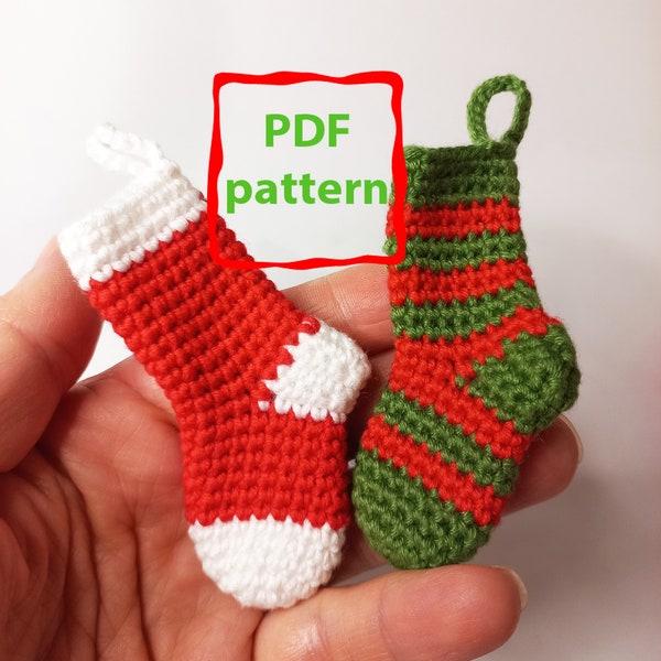Crochet Christmas Sock, Mini Christmas Crochet Patterns, Christmas Tree Decoration Patterns, Ornament Pattern