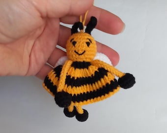 Espejo retrovisor para coche con forma de abeja, accesorio para coche, amigurumi de abeja, bonito adorno colgante para coche con forma de abeja, accesorios para espejo retrovisor de coche, amuleto para coche, decoración para coche