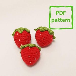 Strawberry crochet pattern PDF, cute amigurumi accessory, summer decorations, car charm, strawbery garland