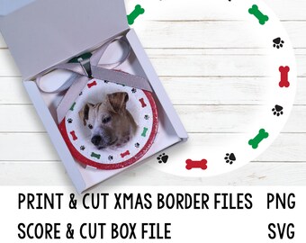 Wood Disk Christmas Ornament Files, Dog Photo Ornament, Cat Photo Ornament, Kids Photo Ornament, PNG, SVG