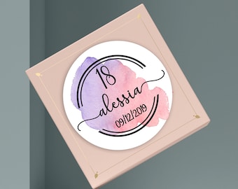 Gepersonaliseerde sticker voor de 18e verjaardag van een vrouw