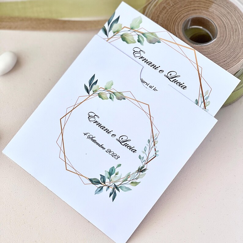 Elegant Wedding Invitation – 2 Botanical Designs, Customizable Inside/Outside | Hardback Envelope Includes Card | Rustic Chic Style image 5