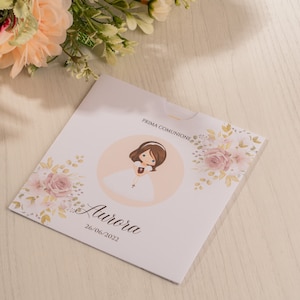 Invito per prima Comunione personalizzato, bimba, fiori, per maggiori info in descrizione