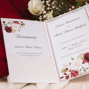 Invito per matrimonio su Carta perlata, elegante, con fiori, per maggiori info in descrizione