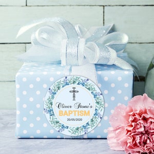 Personalized Baptism Stickers, Personalized  Baptism Favor Tags, Baptism Thank You Stickers