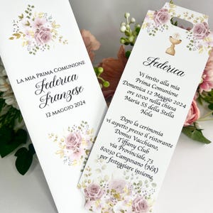 Invito per prima Comunione personalizzato, bimba, fiori, per maggiori info in descrizione