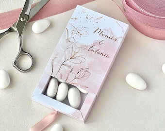 Caixa elegante em aquarela rosa – Lembrancinha personalizada – Perfeita para 5/7 confetes – Casamento/Evento