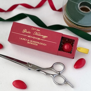 Burgundy Graduation Favor Box with Personalized Gold Writing | Elegant Graduation Favor | Made in Italy