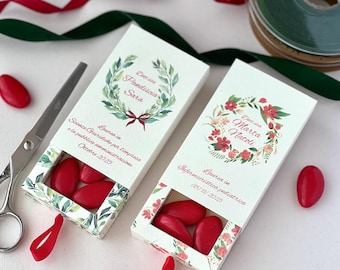 Caixa personalizada para lembrancinhas de formatura | Coroa de louros verde ou vermelha | Lembrancinha elegante para doutorado e bacharelado