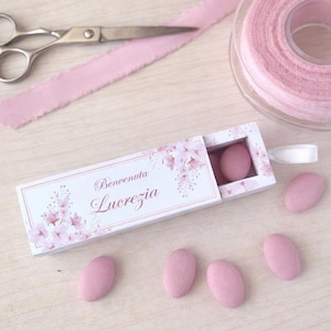 Scatolina porta confetti floreale rosa | Bomboniera nascita o battesimo bimba | Favor box elegante handmade in Italy
