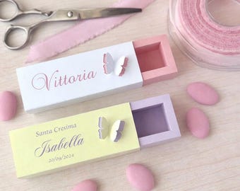 Caixas de lembrancinhas em formato de borboleta | Lembrancinhas elegantes para crisma ou batismo | Caixas de lembrancinhas feitas à mão na Itália