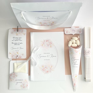 Personalized Wedding Bag, all-inclusive kit, sparkling stars, fan, tears of joy, mass booklet, rice cone, sweets.