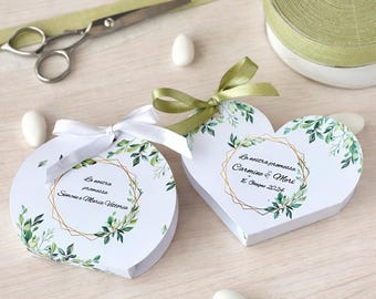 Personalized Green Round Favor Box – Engagement / Wedding / Confirmation