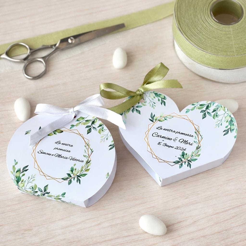 50 Scatoline Portaconfetti In Carta Verde Con Nastro – Perfette Per Matrimonio, Battesimo, Comunione E Feste