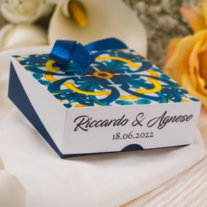 Scatola,Scatolina Porta confetti per Matrimonio,Maioliche, blu, maggiori info in descrizione