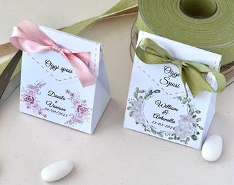 Sacola de Lembrancinha de Casamento – Com Laço | Disponível em 2 Modelos (Rosa e Verde Sálvia) | Ideal para 5 a 7 Confetes - Lembrancinha de Casamento