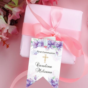 Autocollants personnalisés de la première communion, étiquettes personnalisées de faveur de la première communion, autocollants de remerciement de communion