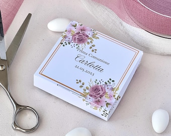 Box, Confetti Holder for Communion, Baptism, Birth, Wedding, Pink Flowers, more info in the description