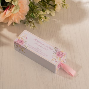 Scatola,Scatolina Porta confetti per Battesimo,Nascita,Comunione, Femmina, Fiori Rosa, per maggiori info nella descrizione