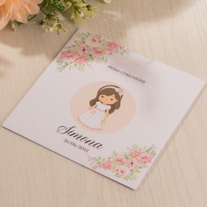 Invito per Comunione personalizzato, Bambina, fiori, maggiori info in descizione.
