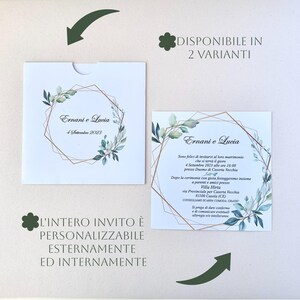 Elegant Wedding Invitation – 2 Botanical Designs, Customizable Inside/Outside | Hardback Envelope Includes Card | Rustic Chic Style image 2