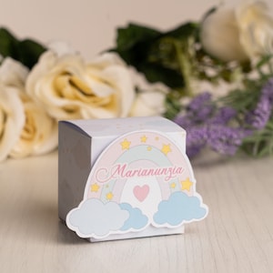 Box, Konfettibox zur Geburt, Mädchen, Mädchen, Regenbogen, Wolken, weitere Infos in der Beschreibung