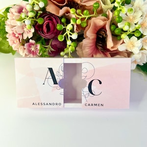 Scatola,Scatolina Porta confetti per Martimonio, elegante, rosa cipria,fiore stilizzato,moderno, maggiori info in descrizione