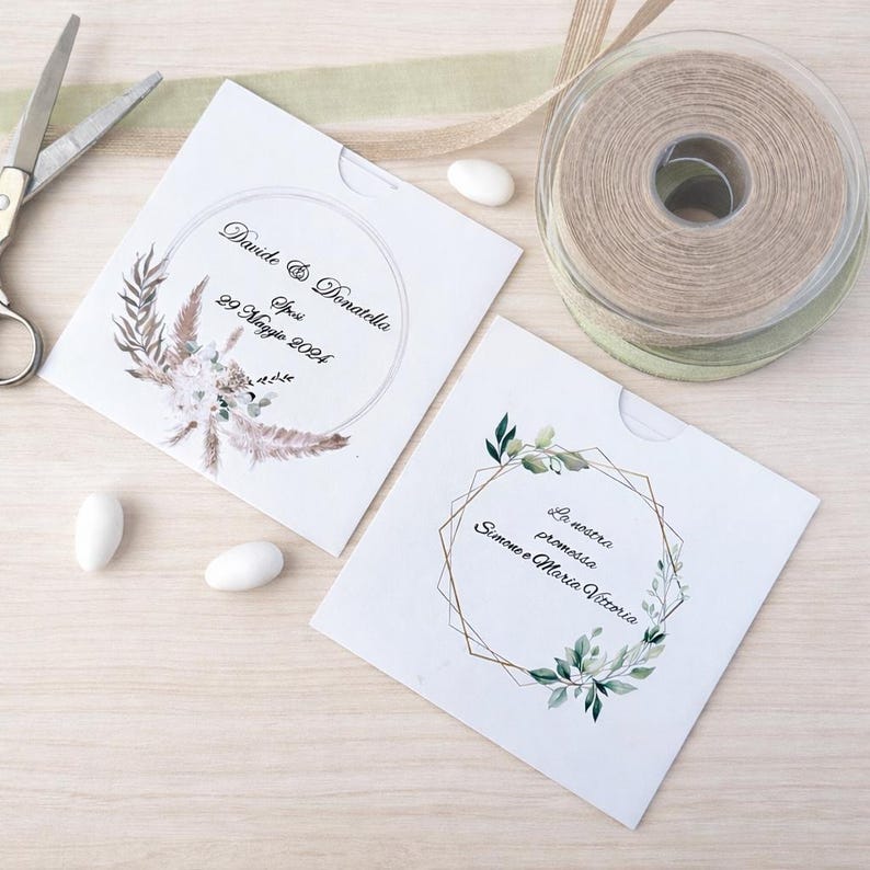 Elegant Wedding Invitation – 2 Botanical Designs, Customizable Inside/Outside | Hardback Envelope Includes Card | Rustic Chic Style image 1