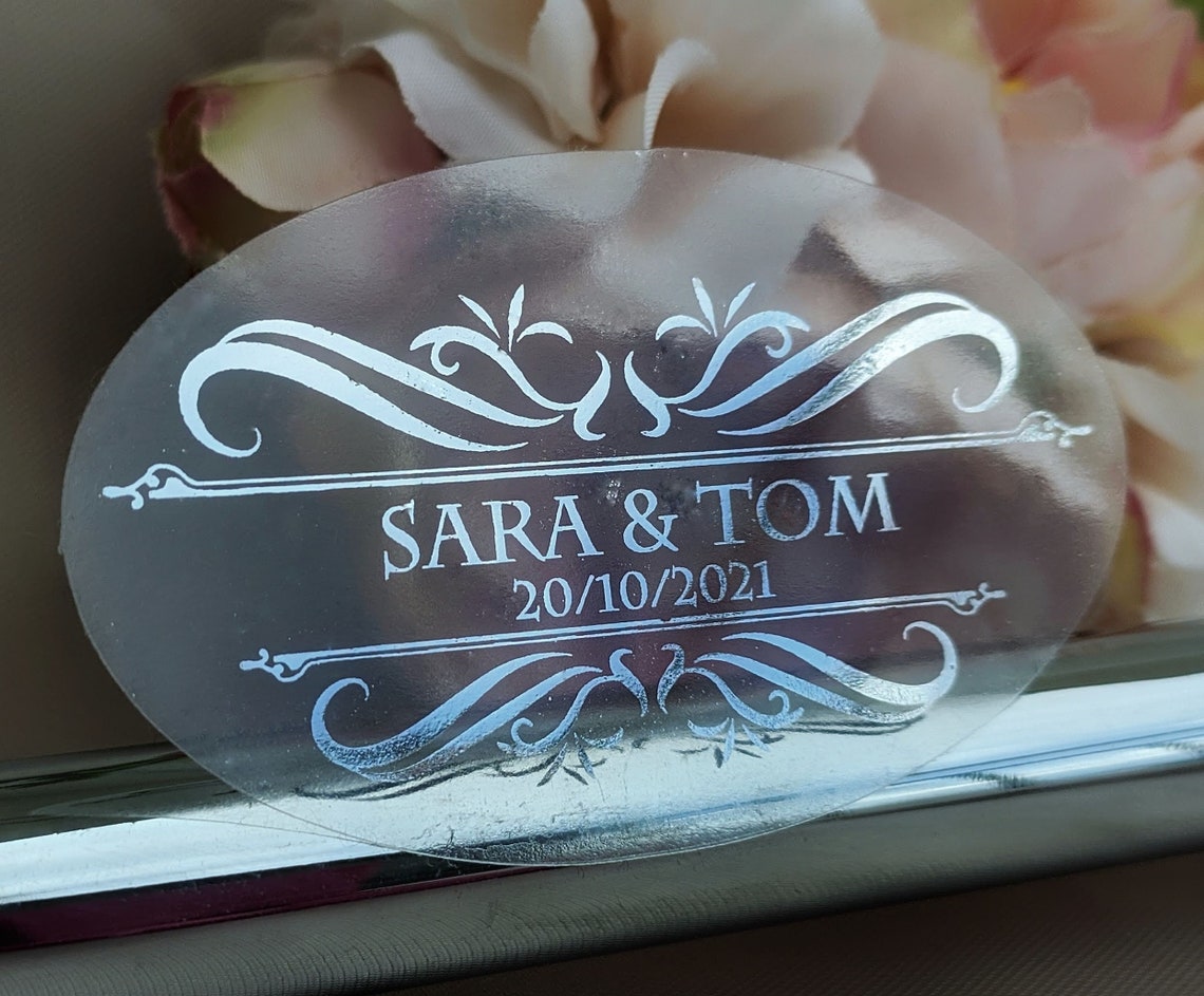 Autocollant transparent personnalisé de mariage déjoué avec Etsy