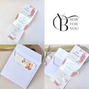 Invitación de boda floral – Papel martillado + Sobre elegante y personalizable | Formato tríptico - Invitación con sobre imagen 5