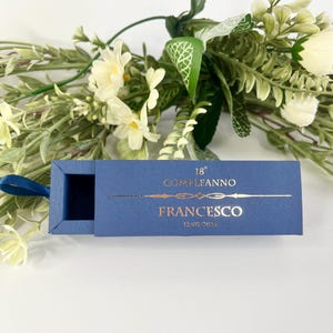 Scatola,Scatolina Porta confetti per Compleanno, blu, oro, per maggiori info in descrizione