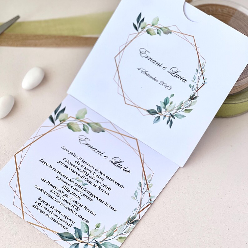 Elegant Wedding Invitation – 2 Botanical Designs, Customizable Inside/Outside | Hardback Envelope Includes Card | Rustic Chic Style image 6