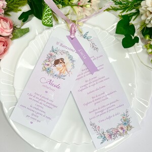 Espace réservé et Menu pour baptême, Lilas, fée, pour plus d'infos dans la description