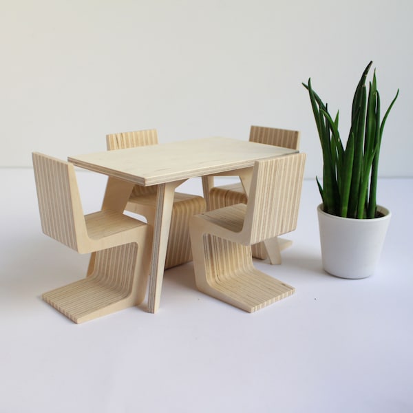 Table de cuisine rectangulaire pour poupées mobilier moderne à l'échelle 1:6