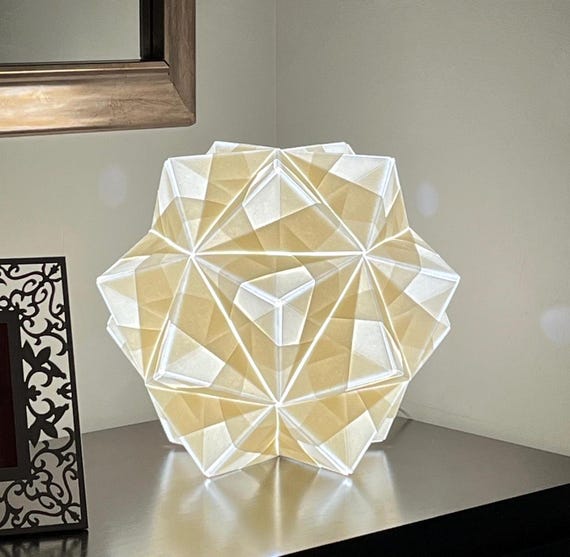 Lámpara de Origami, Lámpara Japonesa,Lámpara de Papel Hecha a Mano, Lámpara de Mesa de Papel, Lámpara Modular de Origami,Pantalla de Origami
